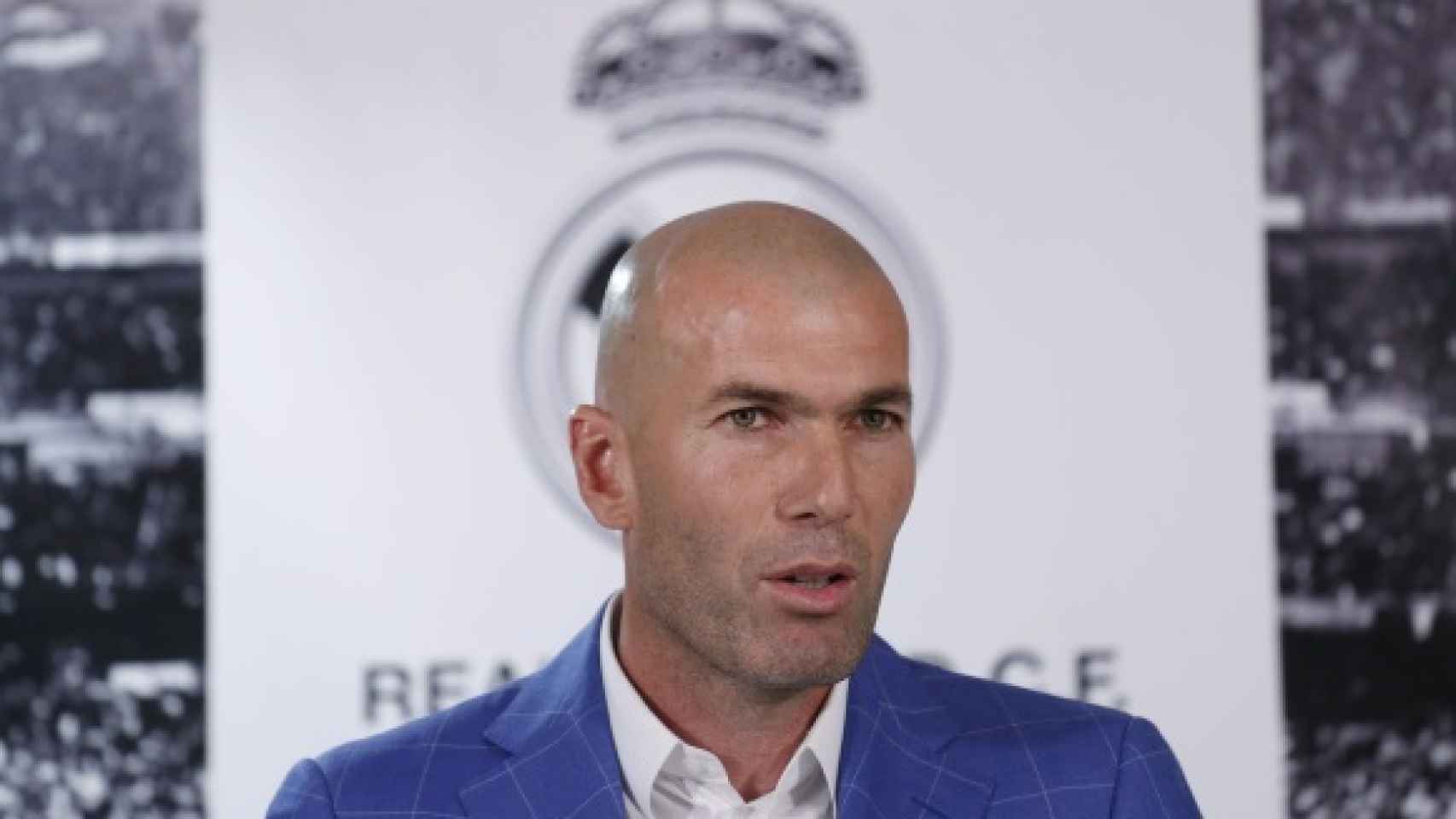 Zidane durante su presentación en el Real Madrid