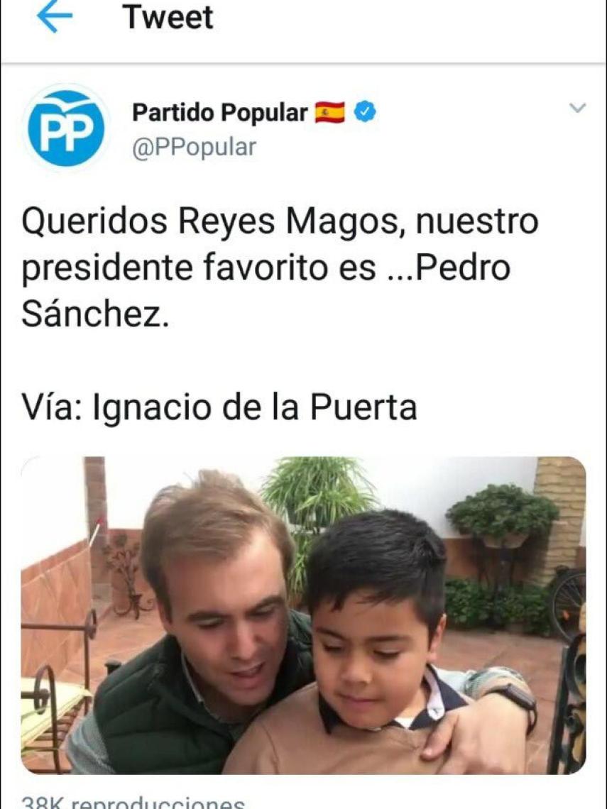 Tuit publicado por el PP.