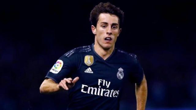 Odriozola, en un partido del Real Madrid.