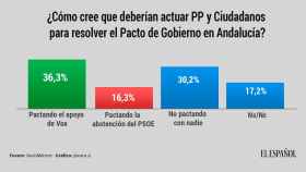 El 36,3% de los españoles cree que PP y Cs deberían pactar con Vox en Andalucía.