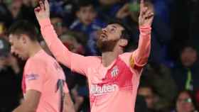 Leo Messi celebra un gol en el Getafe - Barcelona