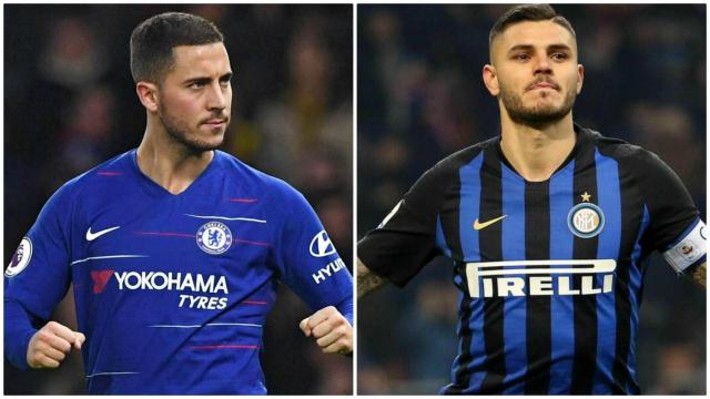 Eden Hazard y Mauro Icardi