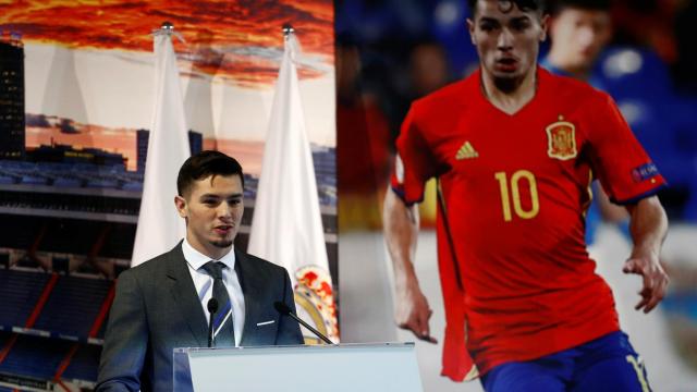 Brahim Díaz, durante su presentación con el Real Madrid