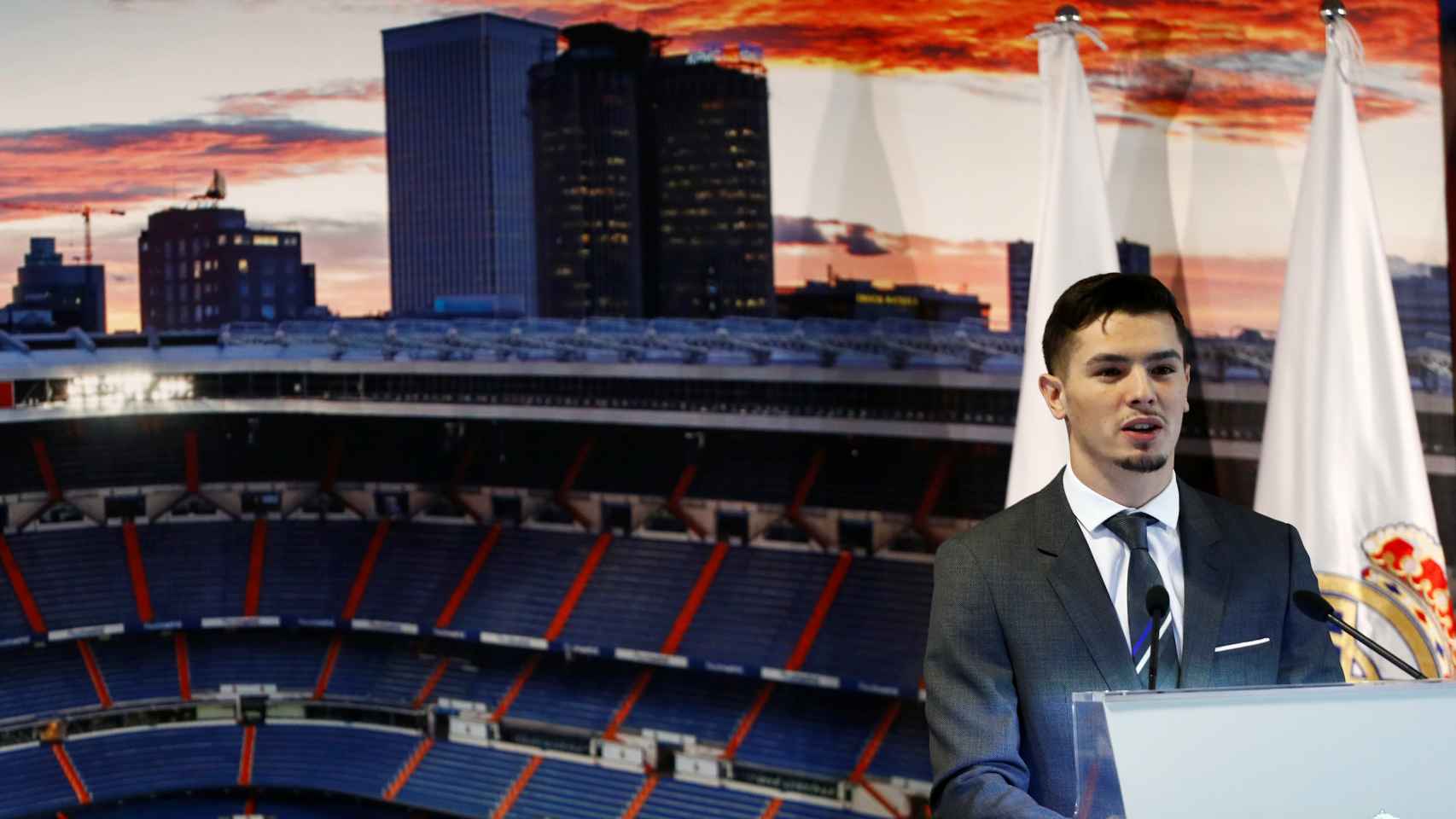 Brahim Díaz, en su presentación como jugador del Real Madrid
