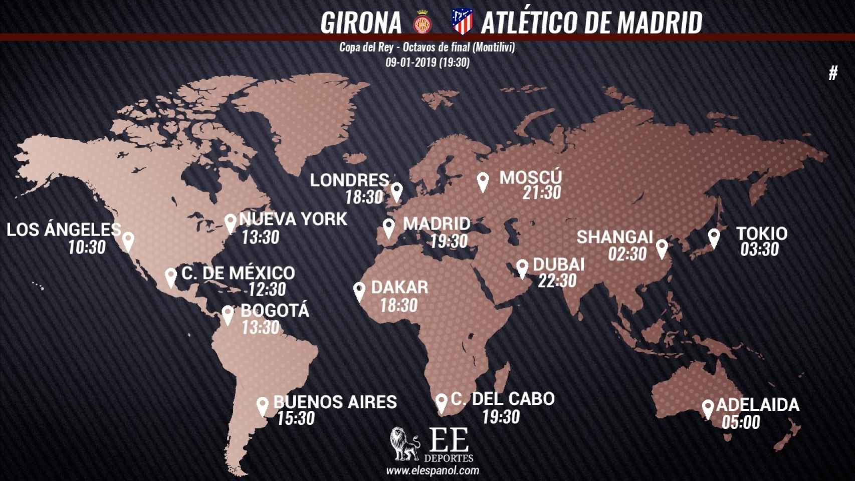 Horario internacional Girona - Atlético de Madrid