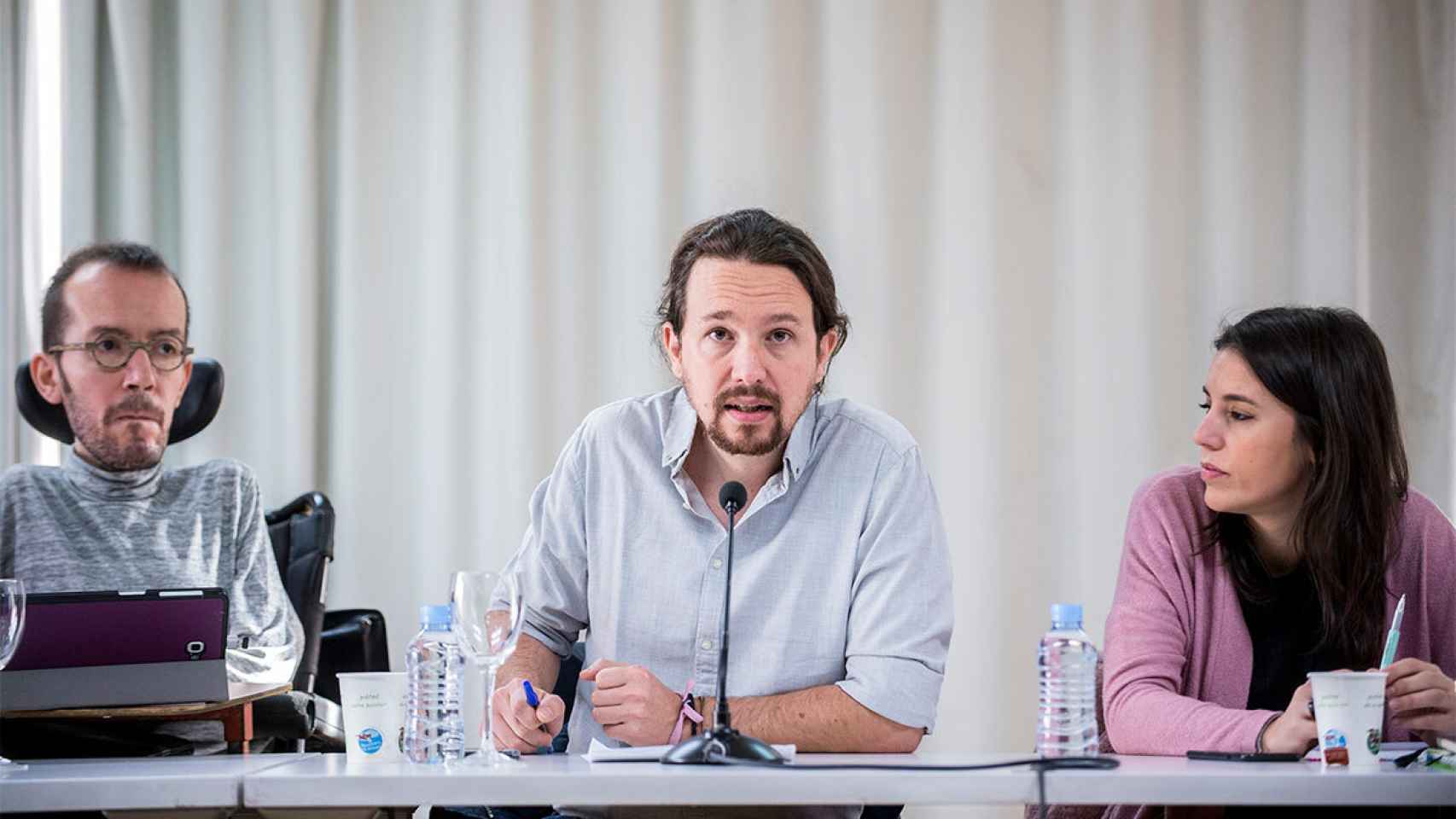Pablo Iglesias, Irene Montero y Pablo Echenique en un Consejo de Podemos.