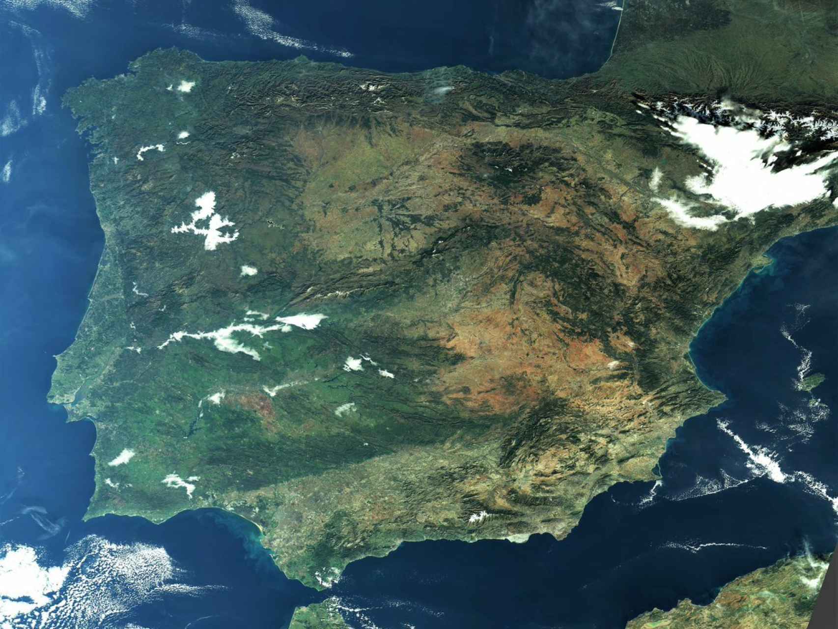 La Península Ibérica vista a través de la constelación de satélites Sentinel-3.