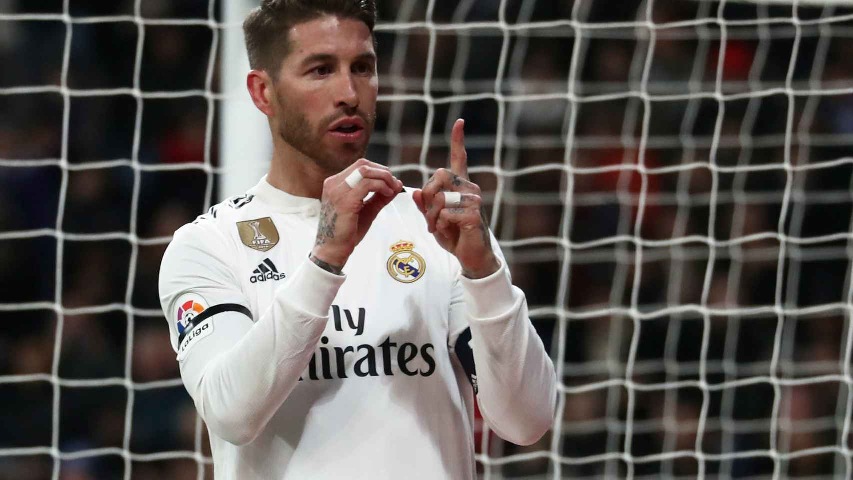 Sergio Ramos celebra su gol de penalti al Leganés