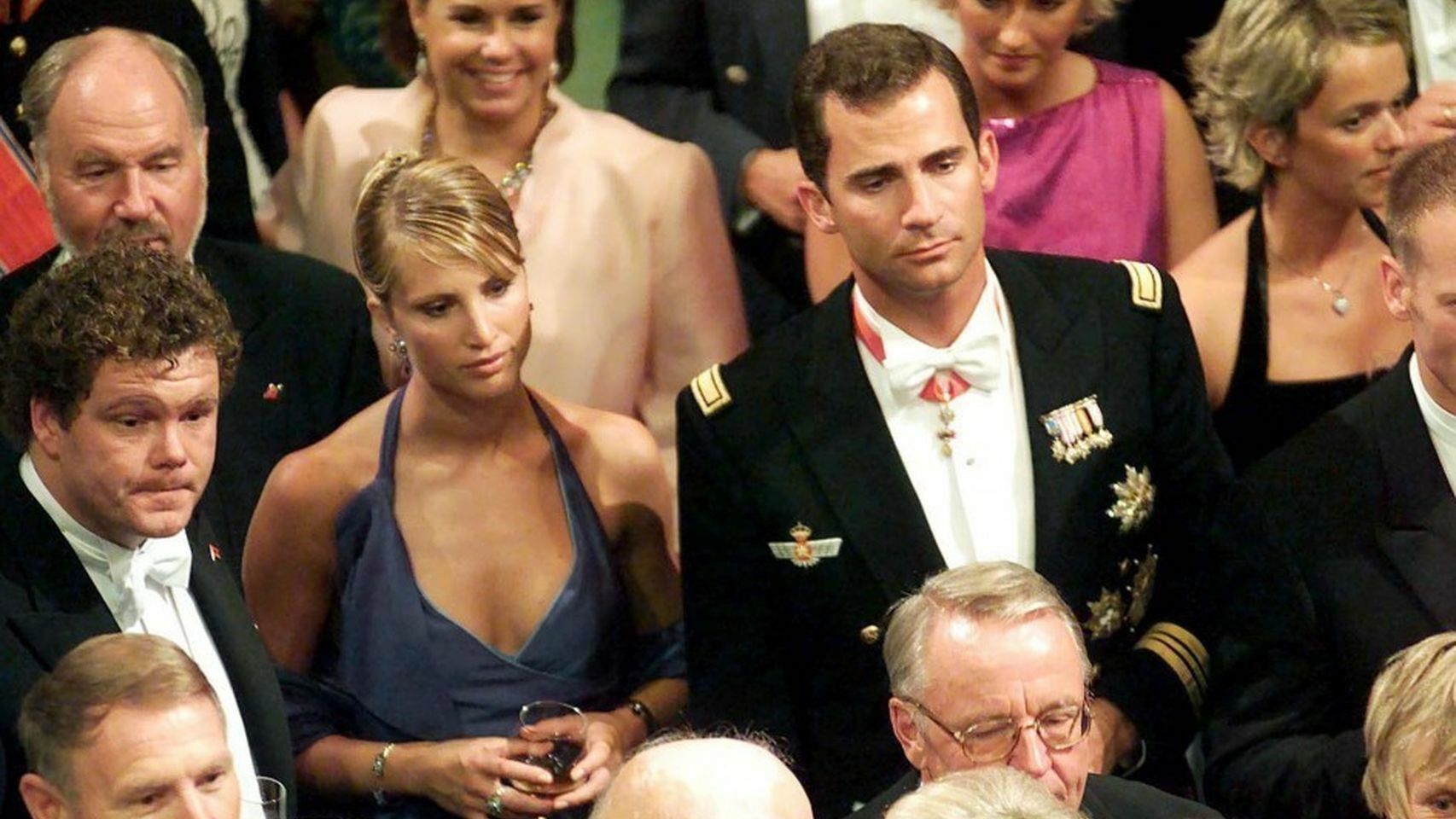 Eva Sannum y el entonces príncipe Felipe en la boda de los noruegos.