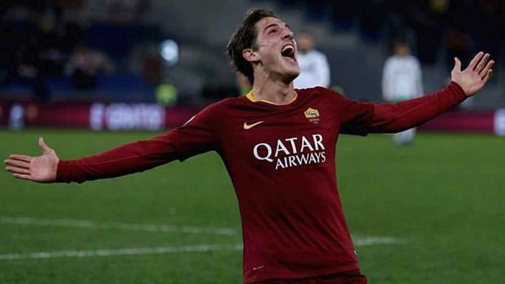 Zaniolo celebra un gol con la Roma. Foto: Instagram (@nicolozaniolo)