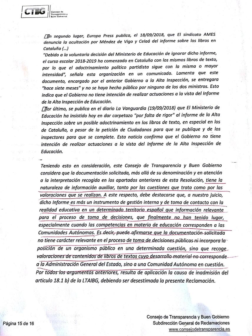Inadmisión de la solicitud de Isaac Ibáñez ante el Consejo de Transparencia.