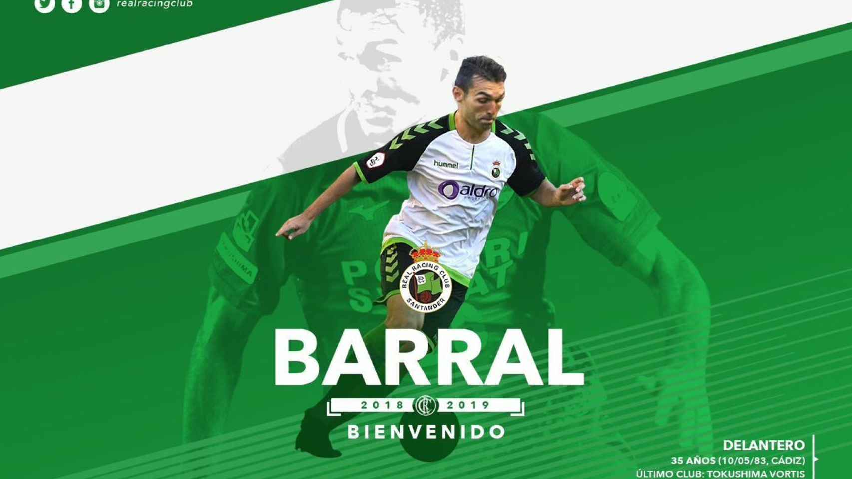 David Barral nuevo jugador del Racing. Foto: Twitter. (@barral23)