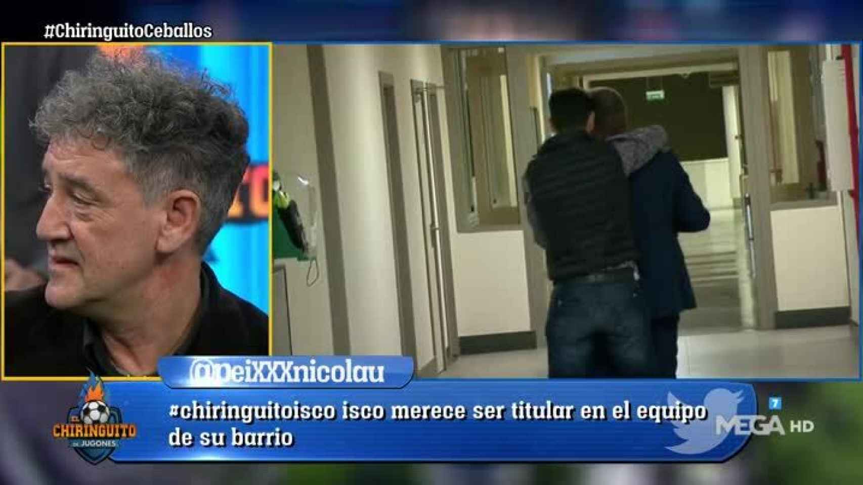 Soria abandona el plató después de que Roncero le retrate. Foto: Twitter (@elchiringuitotv)