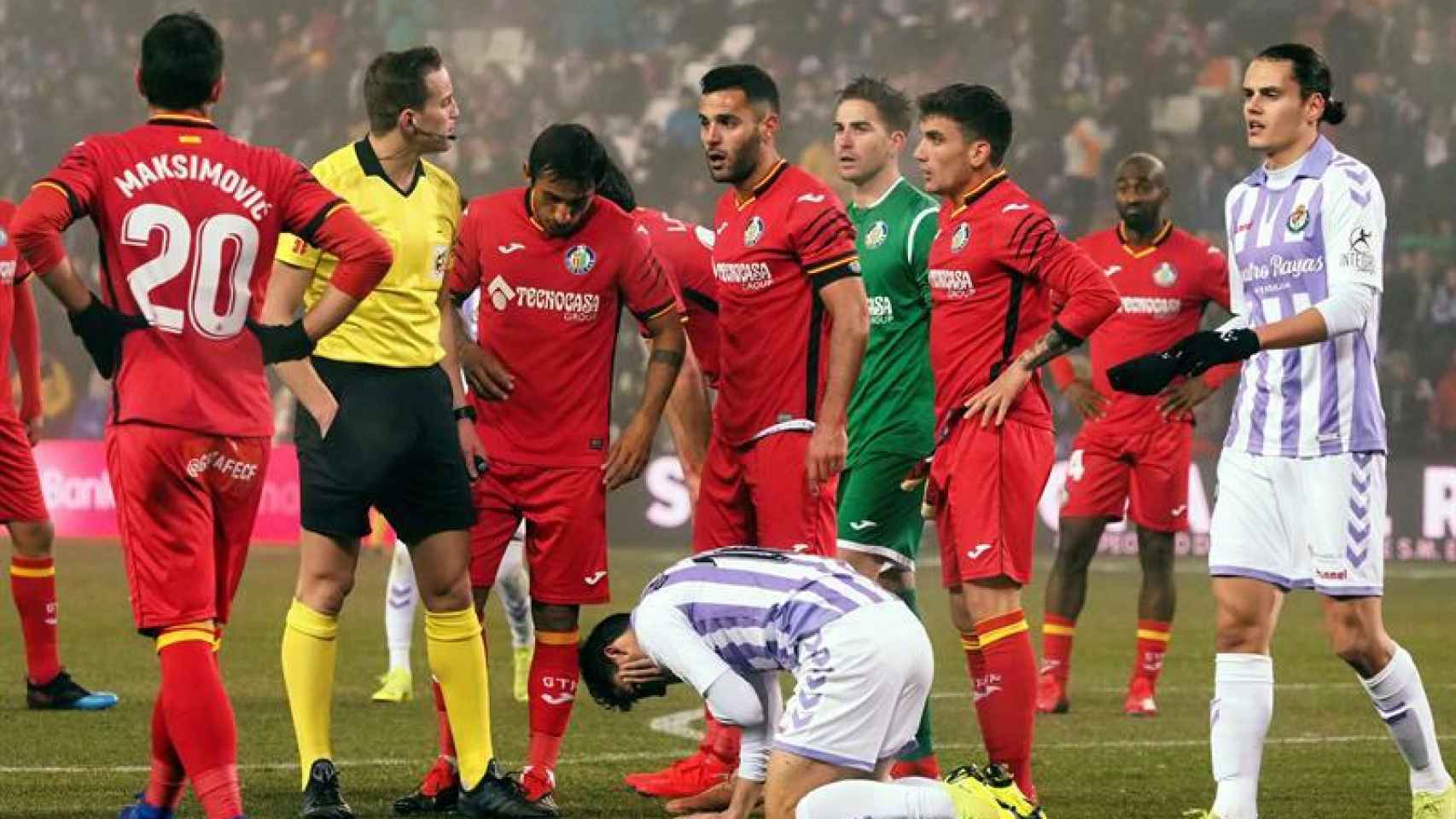El colegiado decreta penalti a favor del Valladolid en el partido de Copa ante el Getafe