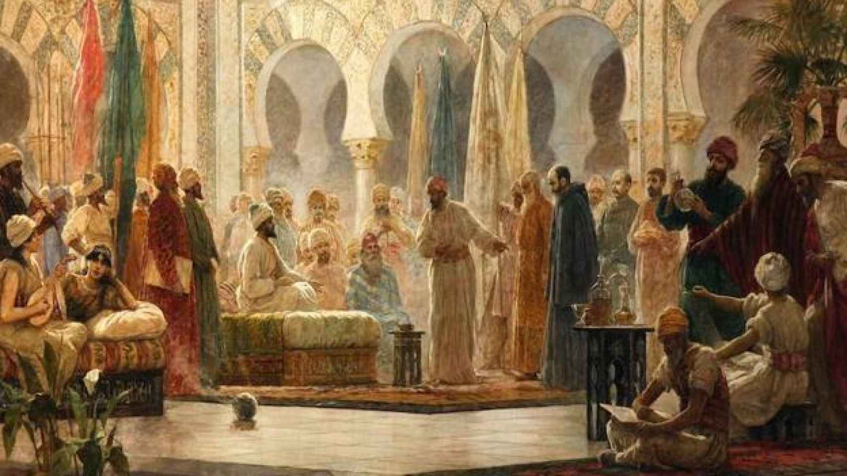 'La Corte de Abderramán III', pintura del siglo XIX por Dionisio Baixeras Verdaguer