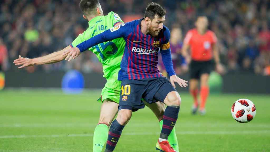 Messi, en un  momento del partido