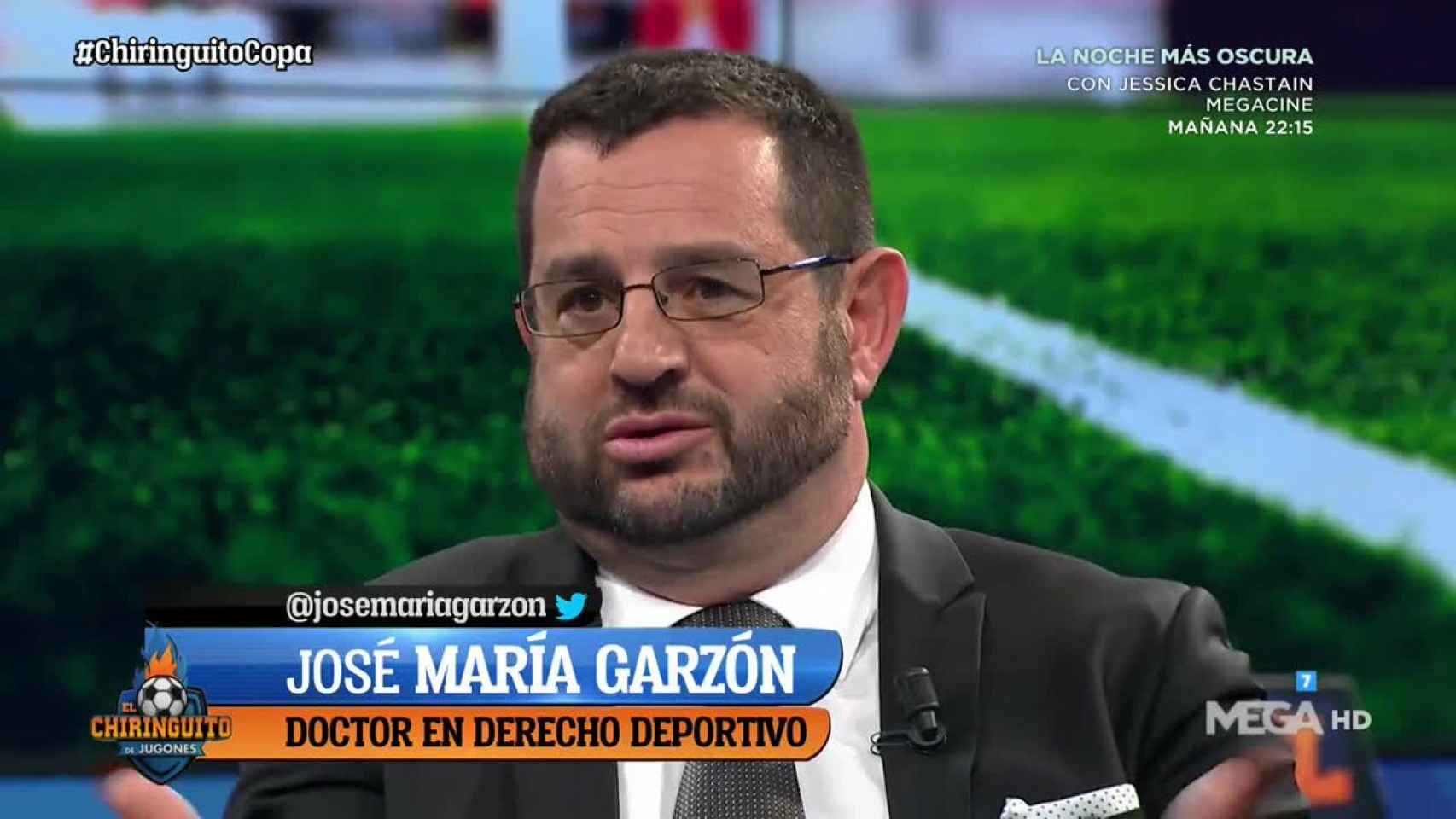 José María Garzón, doctor en Derecho deportivo, en El Chiringuito. Foto: Twitter (@elchiringuitotv)