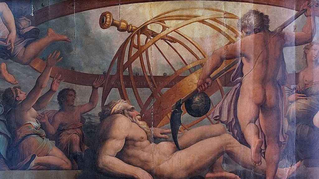 La castración de Urano, Fresco de Giorgio Vasari y Cristofano Gherardi. Sala di Cosimo I, del Palazzo Vecchio (Florencia).