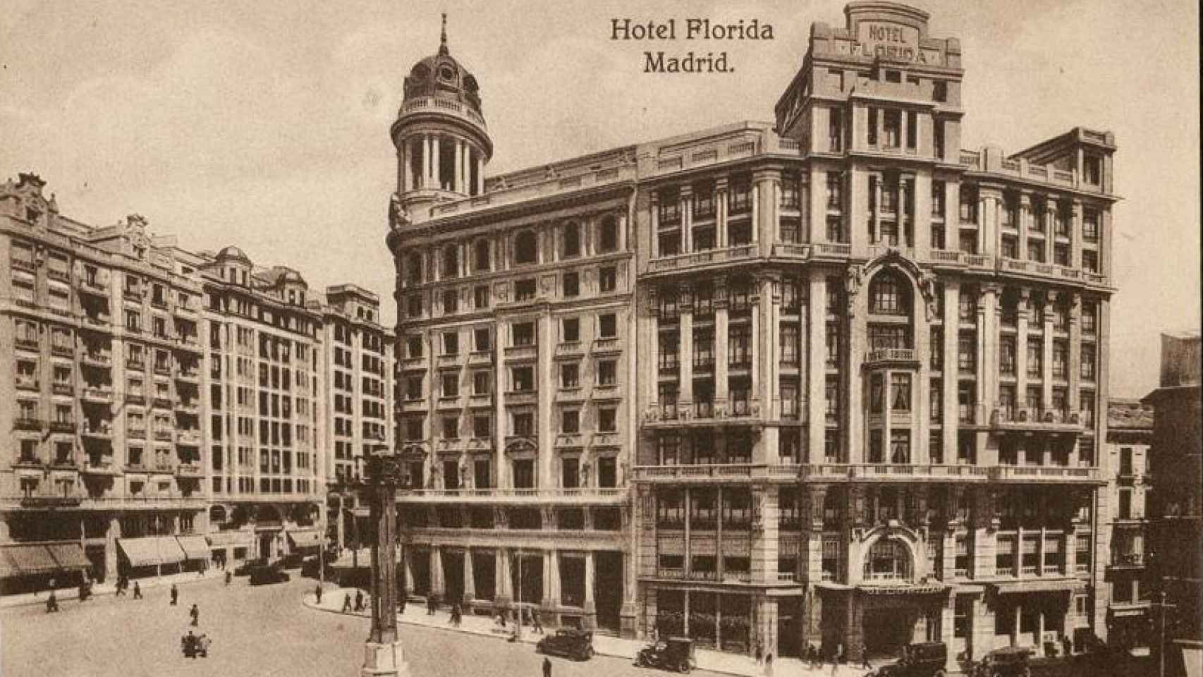 Fachada del Hotel Florida, en la plaza de Callao.