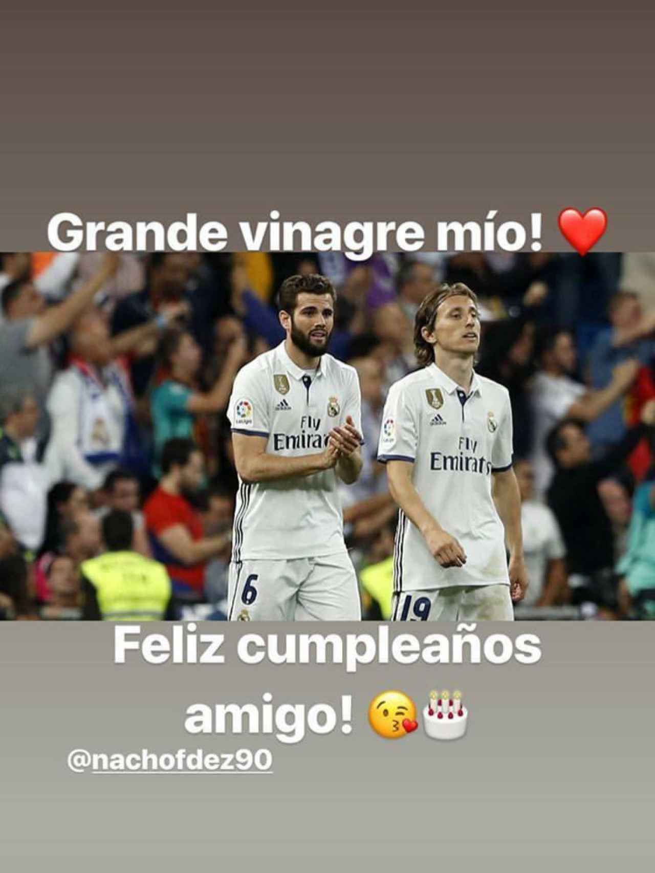 la felicitación de Modric a Nacho. Foto: Instagram. (@lukamodric10)