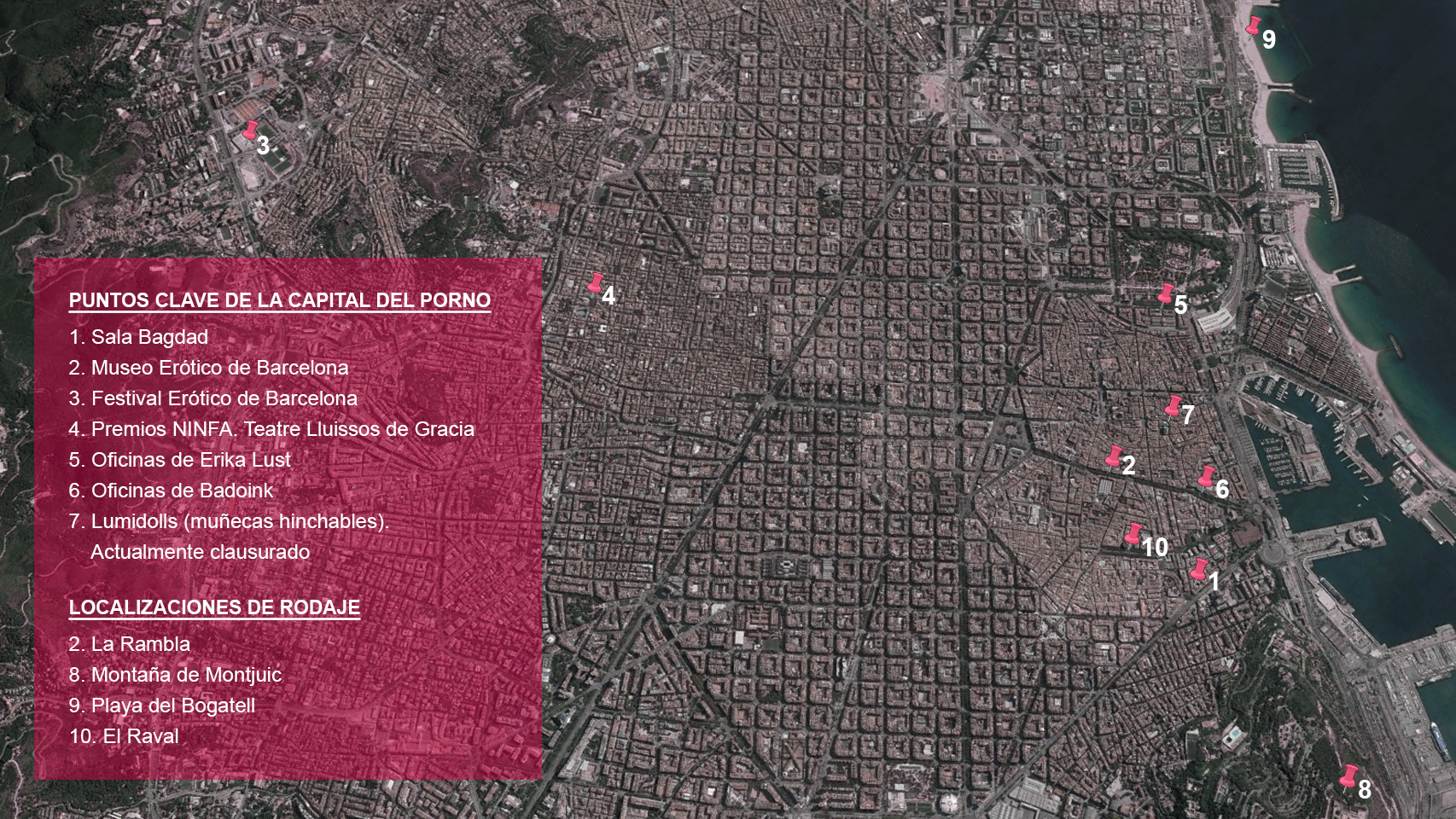 Este es el mapa con la principales localizaciones de la industria en la ciudad