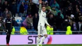 Luka Modric celebra un gol con el Real Madrid en La Liga