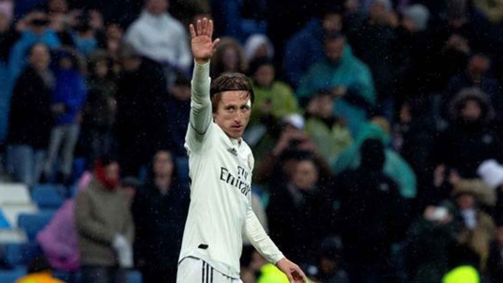 Luka Modric celebra un gol con el Real Madrid en La Liga