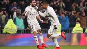Casemiro celebra su gol ante el Sevilla
