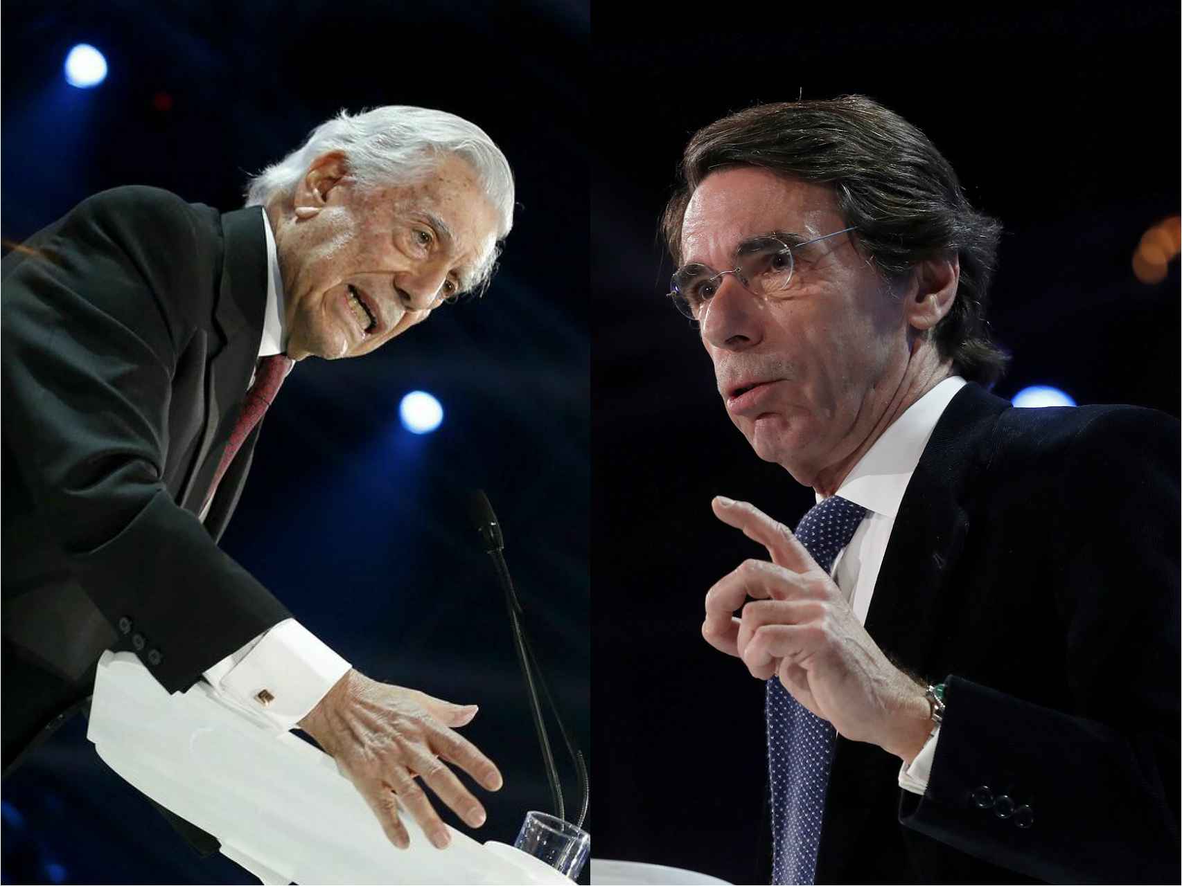 Mario Vargas Llosa y José María Aznar, en sus intervenciones en la Convención del PP.