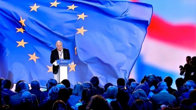 González Pons durante su discurso de presentación a Antonio Tajani en la Convención del PP.