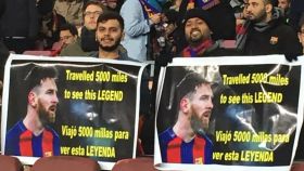 Los aficionados que recorrieron 5.000 millas para ver a Messi. Foto: Twitter. (@casadelfutbol)