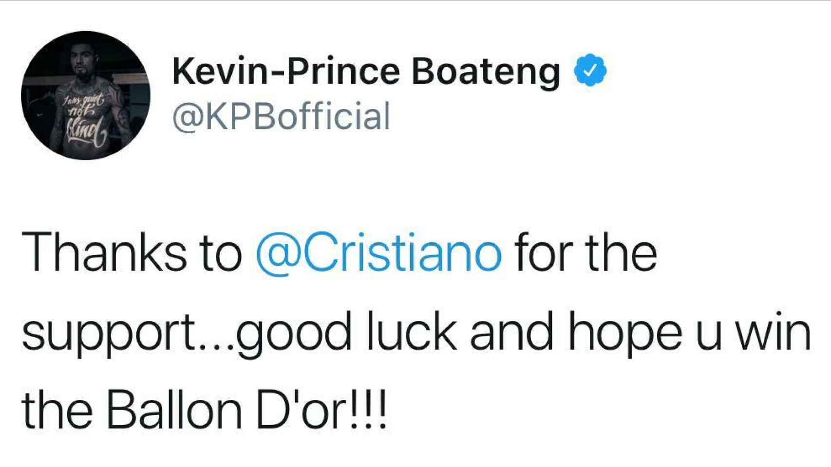 Kevin Prince Boateng agradece a Cristiano el apoyo por Twitter
