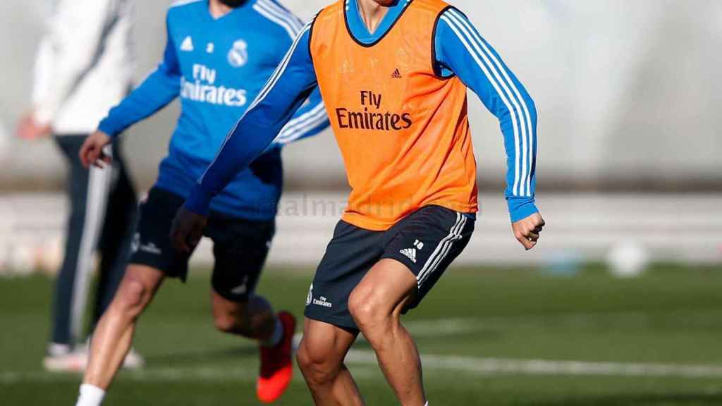 Marcos Llorente, en un entrenamiento del Real Madrid