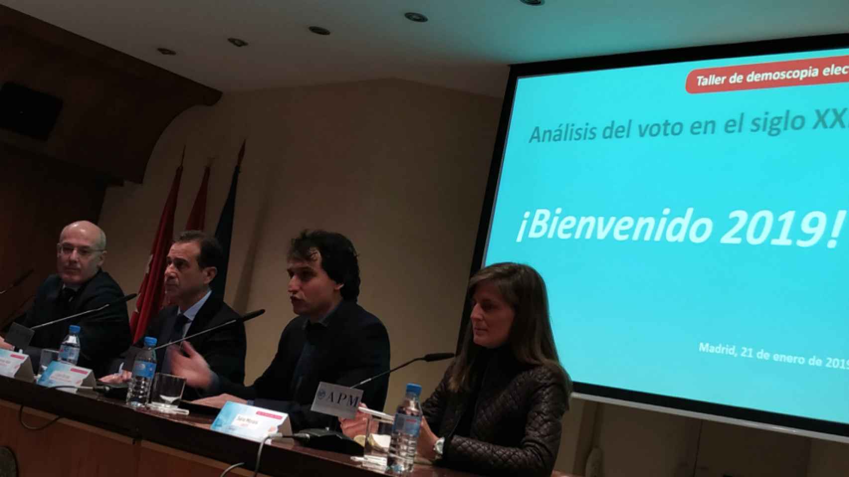 Los expertos Narciso Michavila, Gonzalo Adán, Lluís Orriols y Sara Morais, en el Taller de demoscopia electoral.