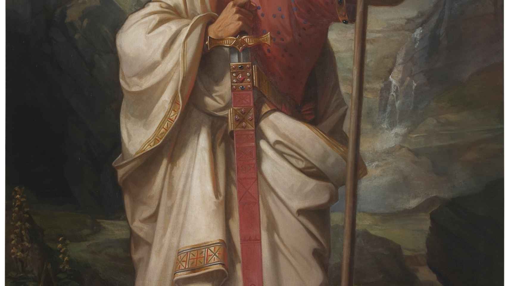 Don Pelayo, rey de Asturias. Un cuadro de Federico de Madrazo.