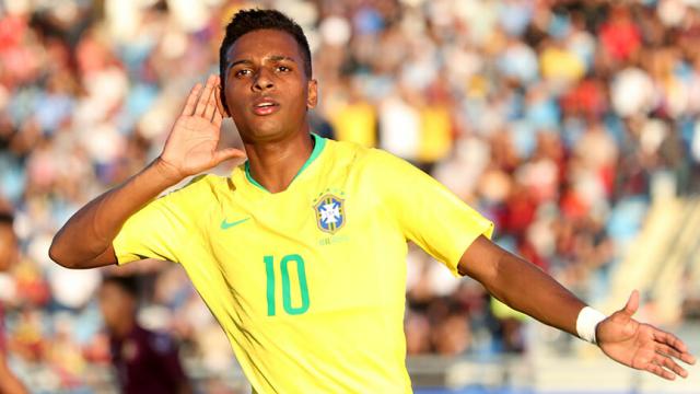 Rodrygo celebra un gol con la Selección Sub-20. Foto: sub20chile2019.cl