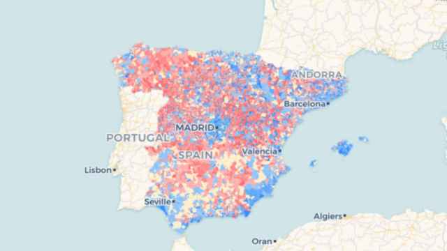 Mapa de la población en España en 2018.