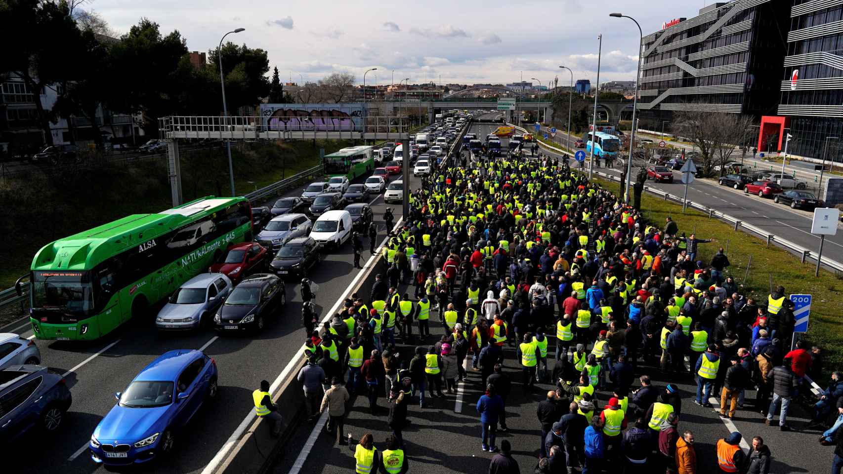 Movilizaciones en los accesos al aeropuerto de Madrid