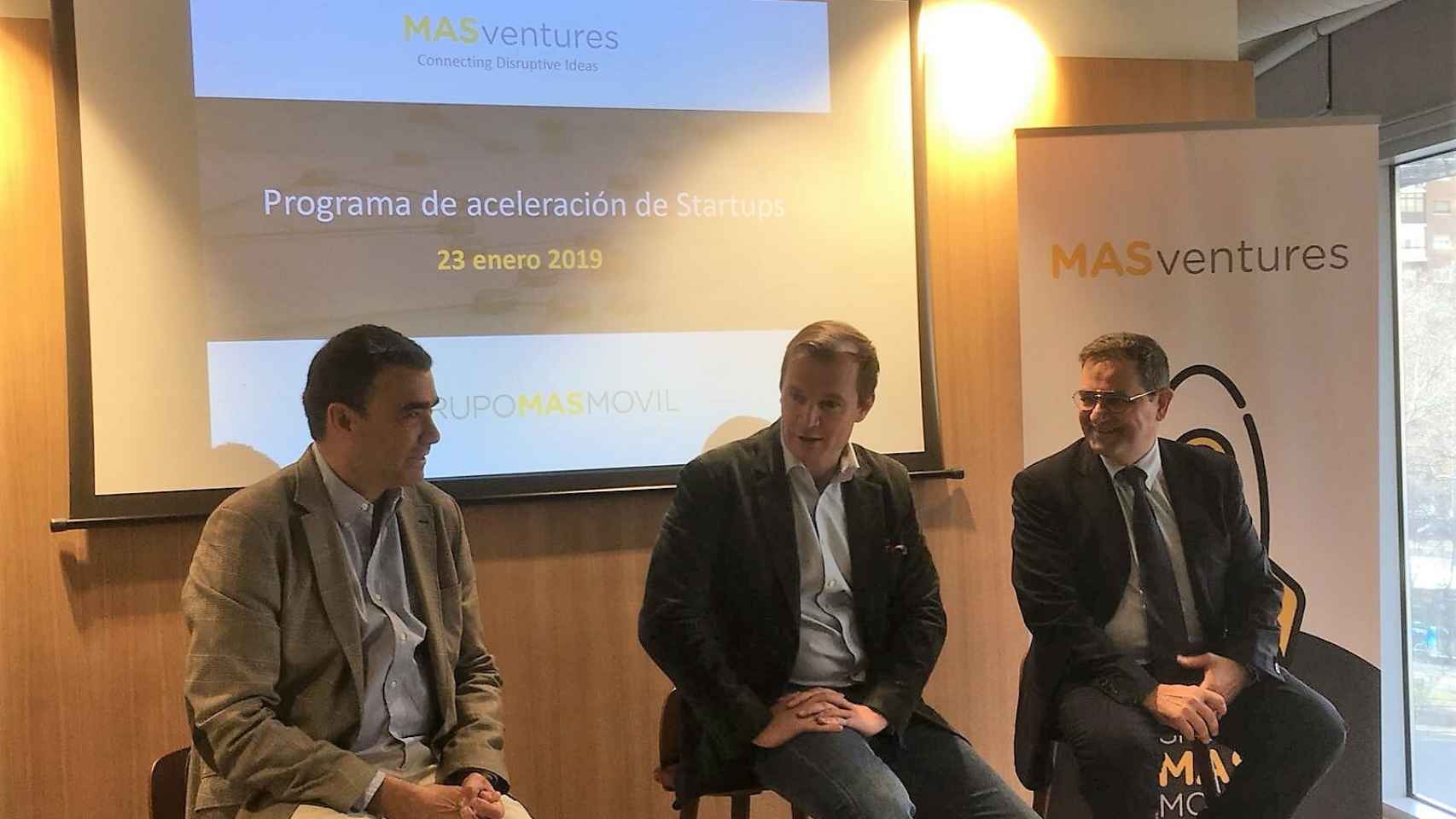 Pedro Trucharte, Meinrad Spenger e Ignacio Fonts en la presentación de MASventures.
