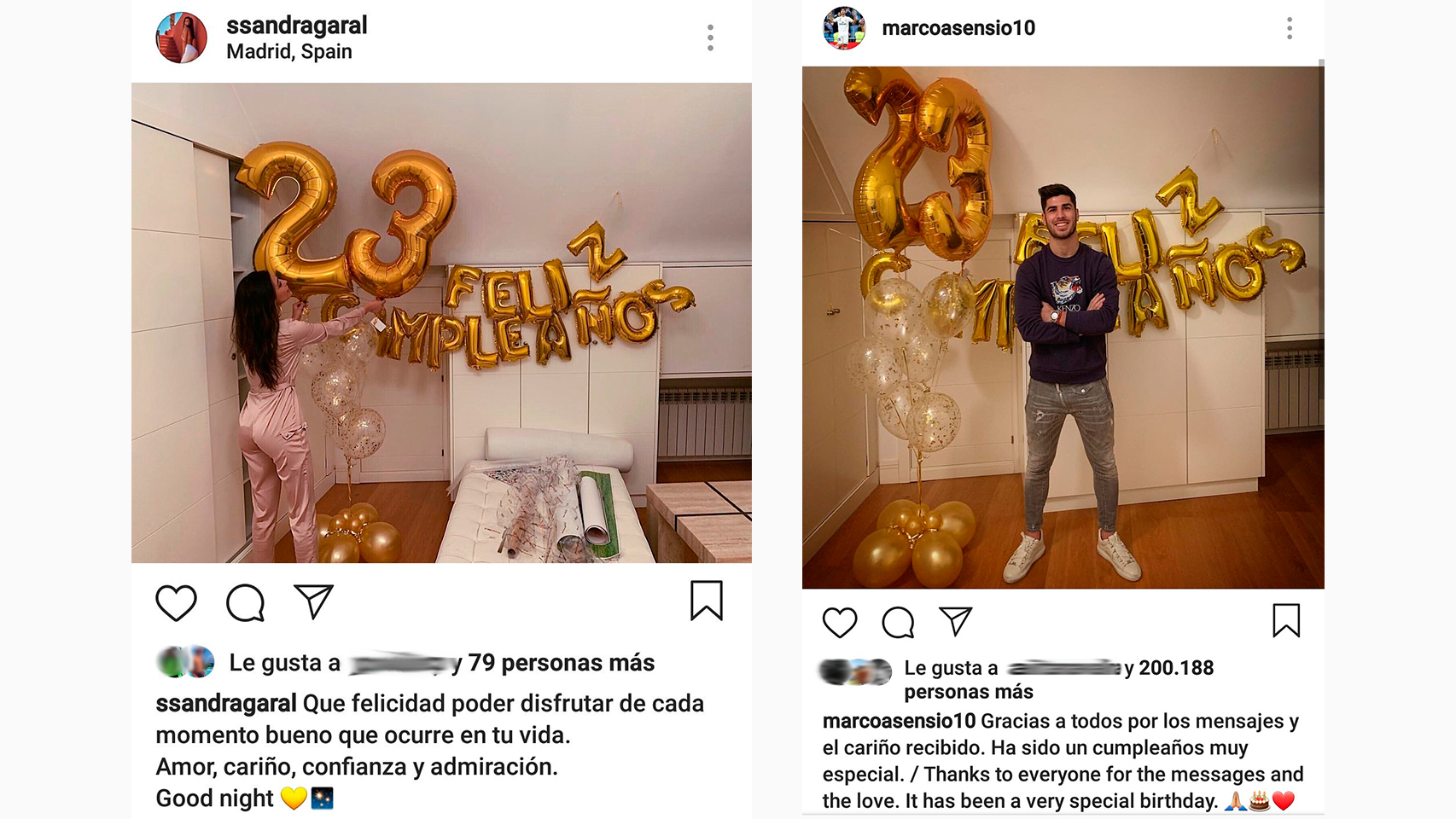Marco Asensio, celebrando su cumpleaños