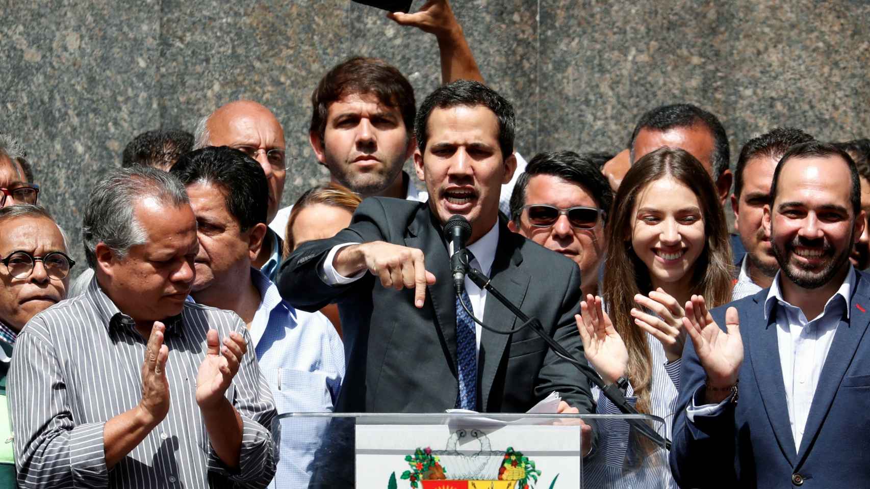 Guaidó, durante su discurso este viernes en Caracas