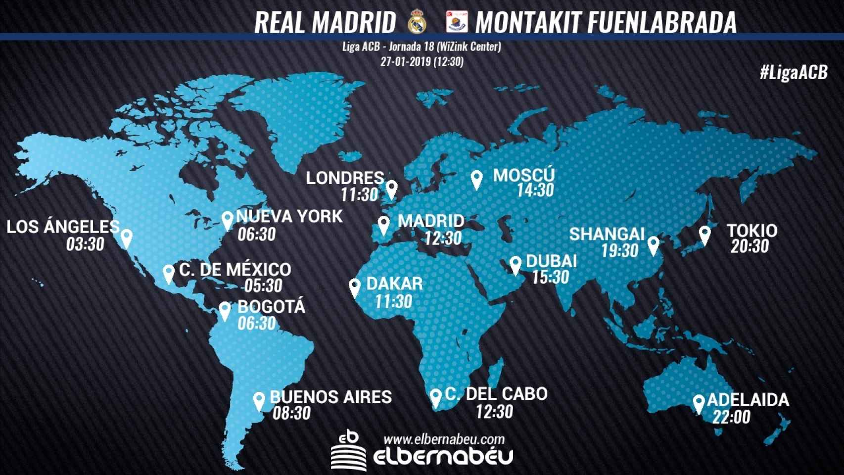 Horario internacional Real Madrid - Montakit Fuenlabrada