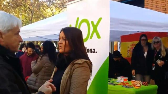 Carpa de Vox en Sant Andreu (Barcelona).