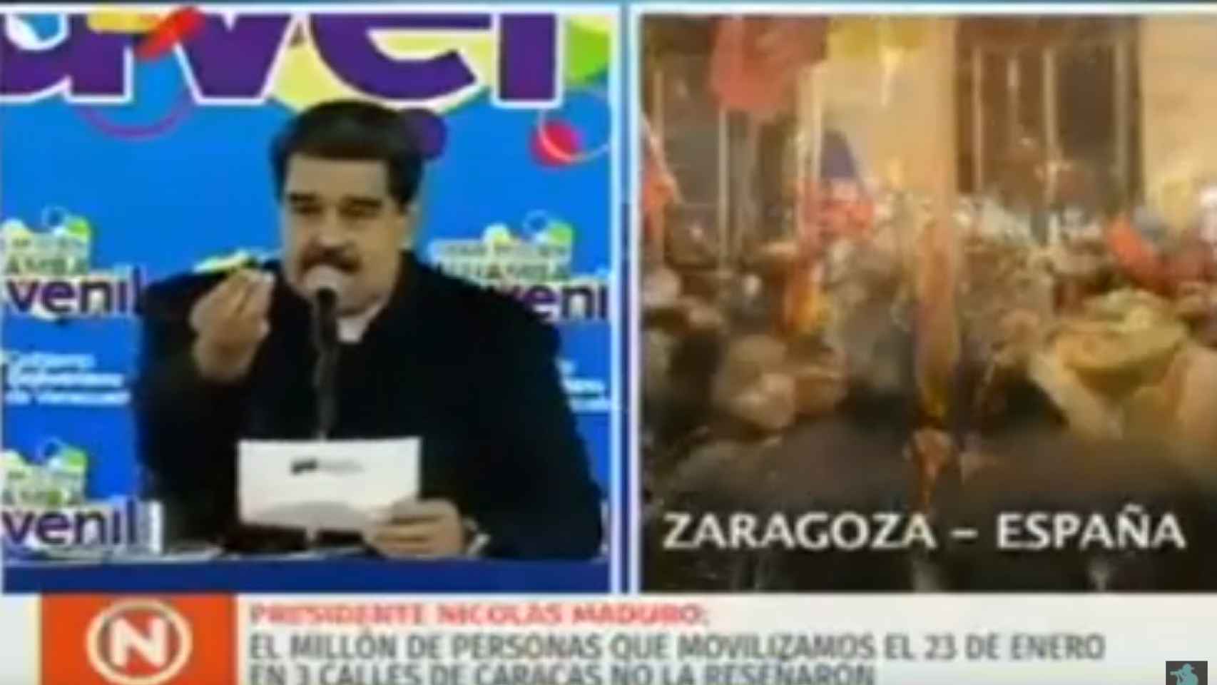 Fotograma del momento en el que Nicolás Maduro entona el popular himno.