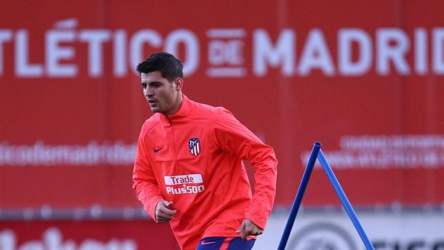 Morata, en su primer entrenamiento con el Atlético. Foto: Twitter (@Atleti)