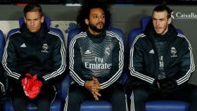 Marcos Llorente, Marcelo y Bale en el banquillo del Madrid