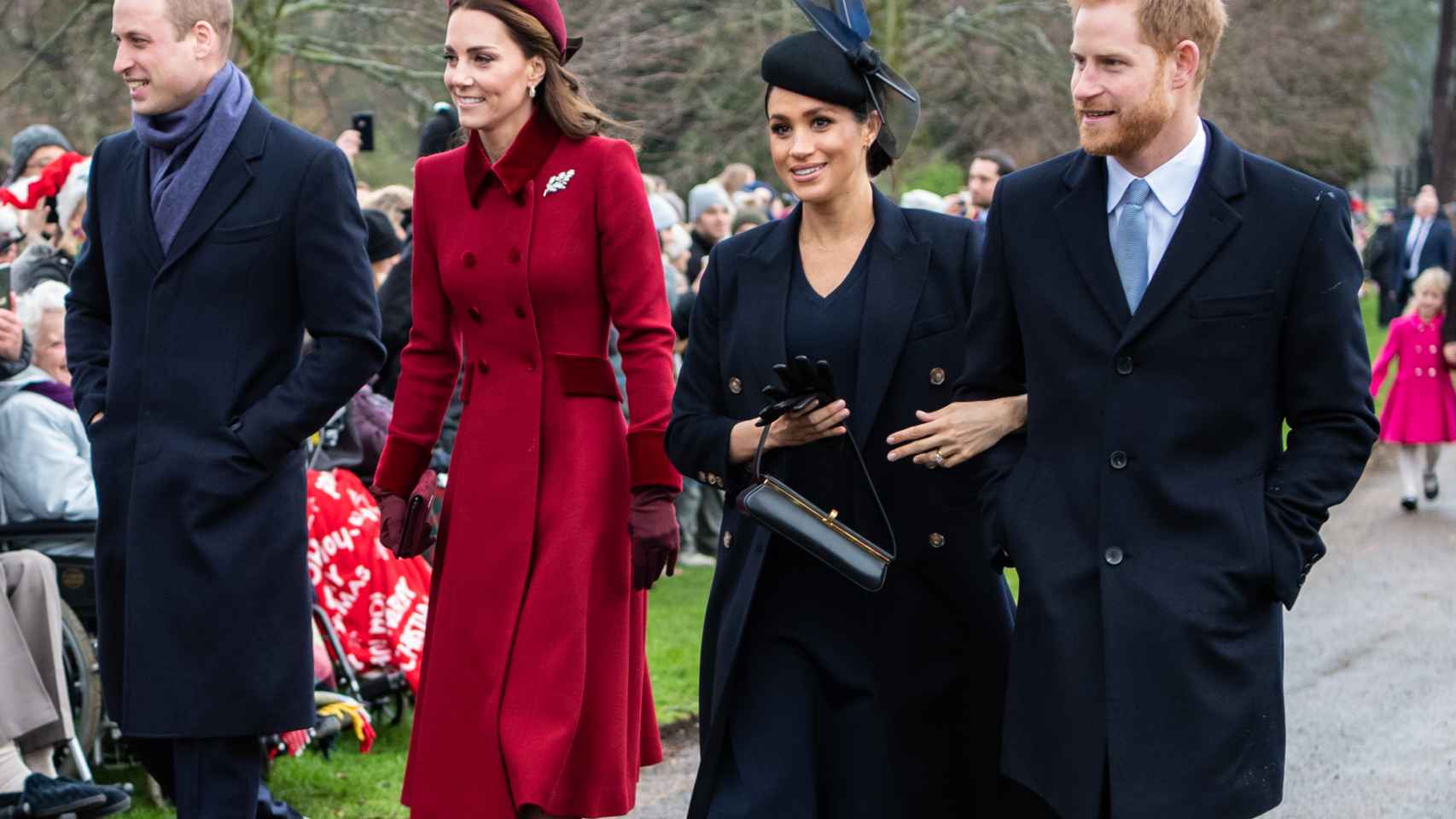 De izquierda a derecha: el príncipe William, Kate Middleton, Meghan Markle y el príncipe Harry de Inglaterra.