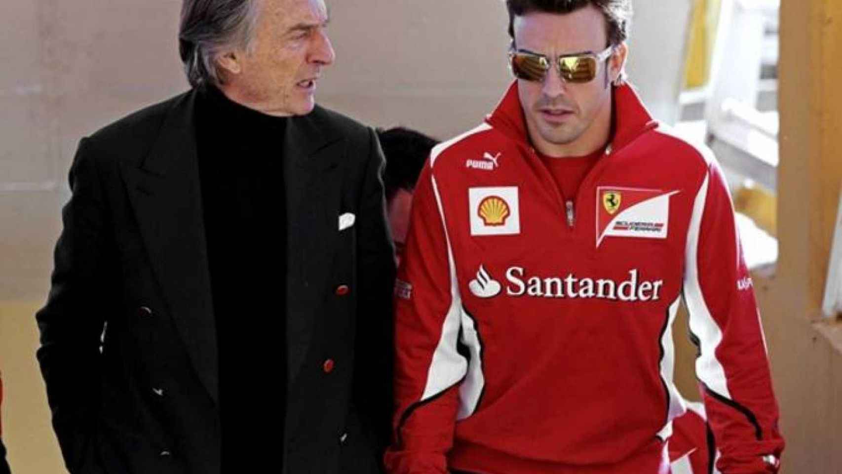 Luca Di Montezemolo y Fernando Alonso durante la etapa de ambos en Ferrari