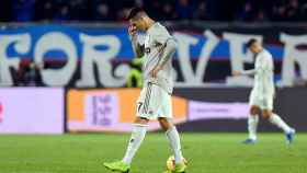Cristiano Ronaldo se lamenta de uno de los goles de la Atalanta
