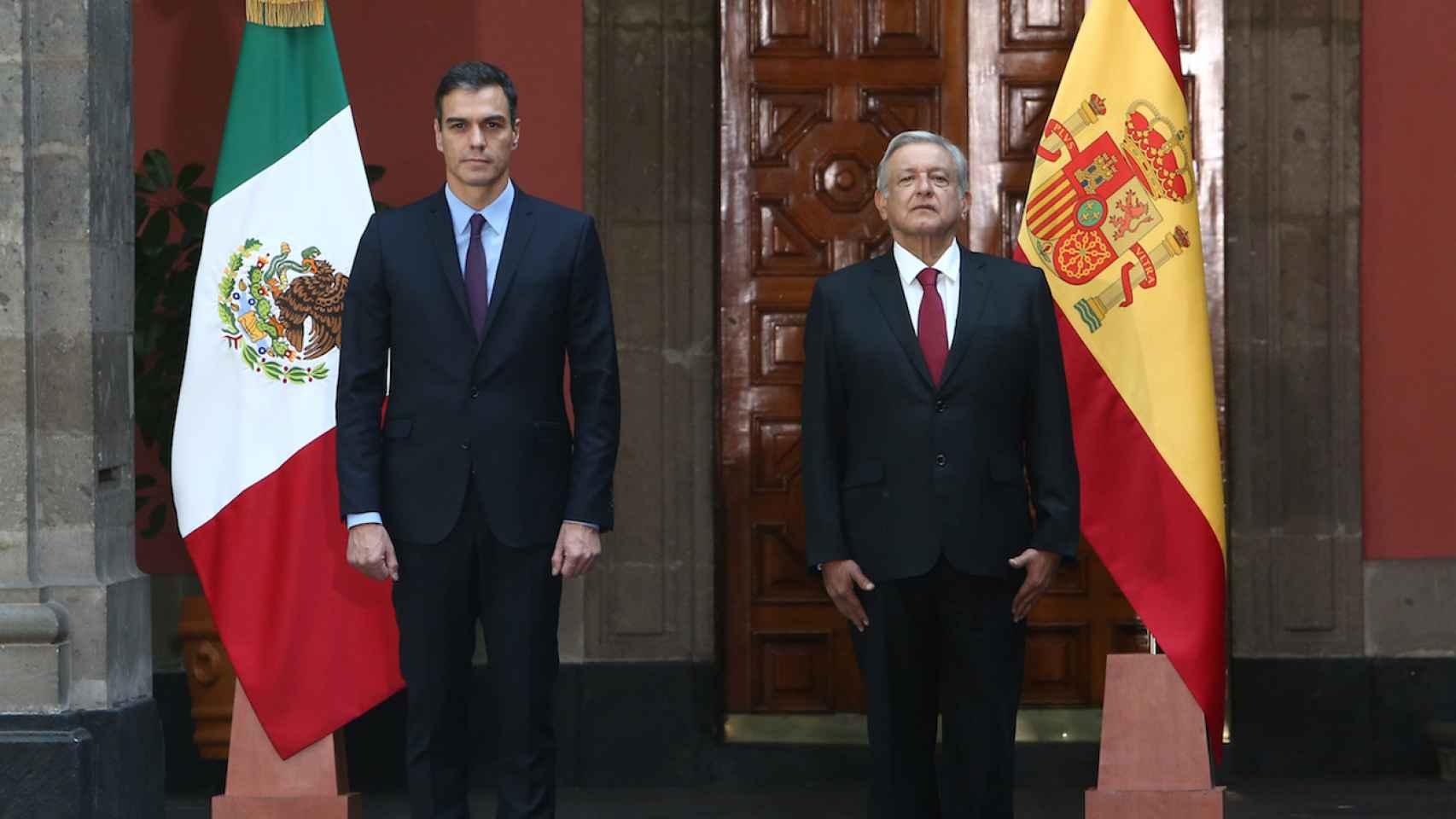 Pedro Sánchez, junto a Andrés Manuel López Obrador, presidente de México, este miércoles.